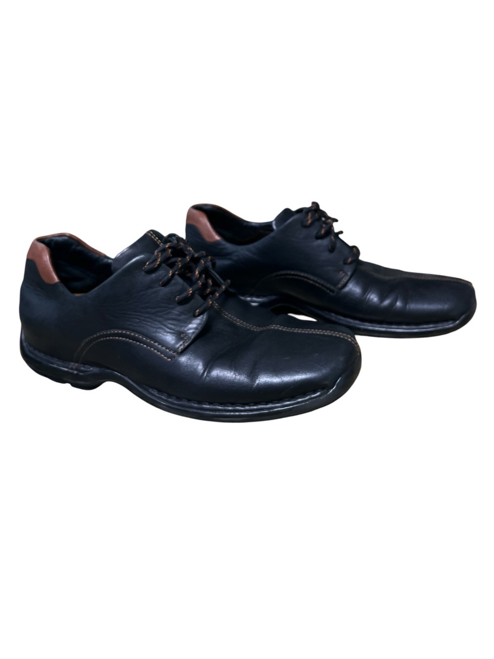 Cole Haan Men's Black Leather Lace-Up Derby Oxford Casual Shoes Brown Trim, 9M